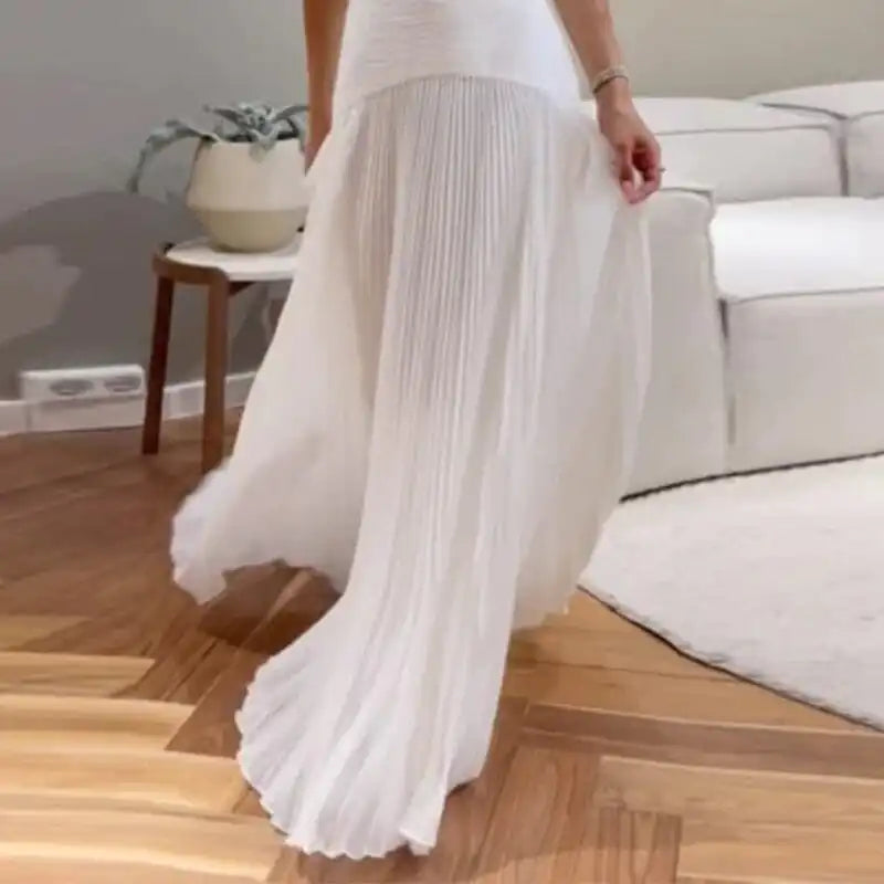 Pleated Strapless Maxi Dress