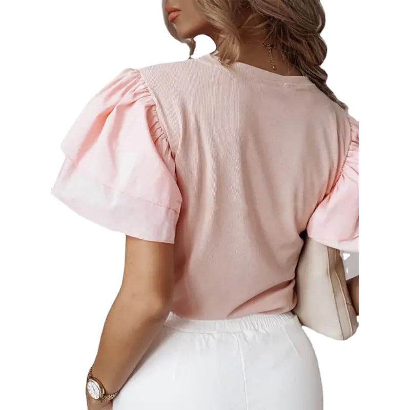 Ruffle Short Sleeve Blouse