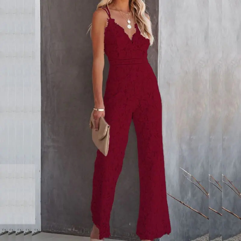 Embroidered Sleeveless Jumpsuit