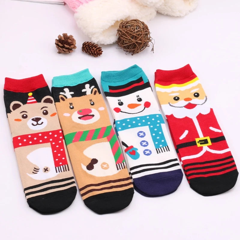 Unisex Novelty Cartoon Elk Snowman Santa Warm Christmas Socks