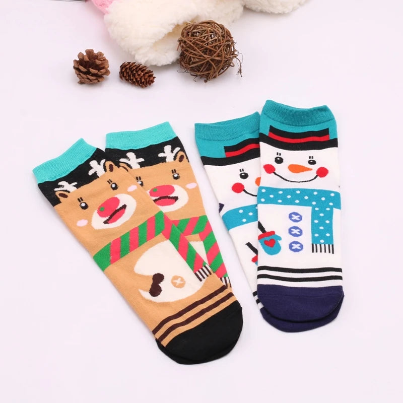 Unisex Novelty Cartoon Elk Snowman Santa Warm Christmas Socks