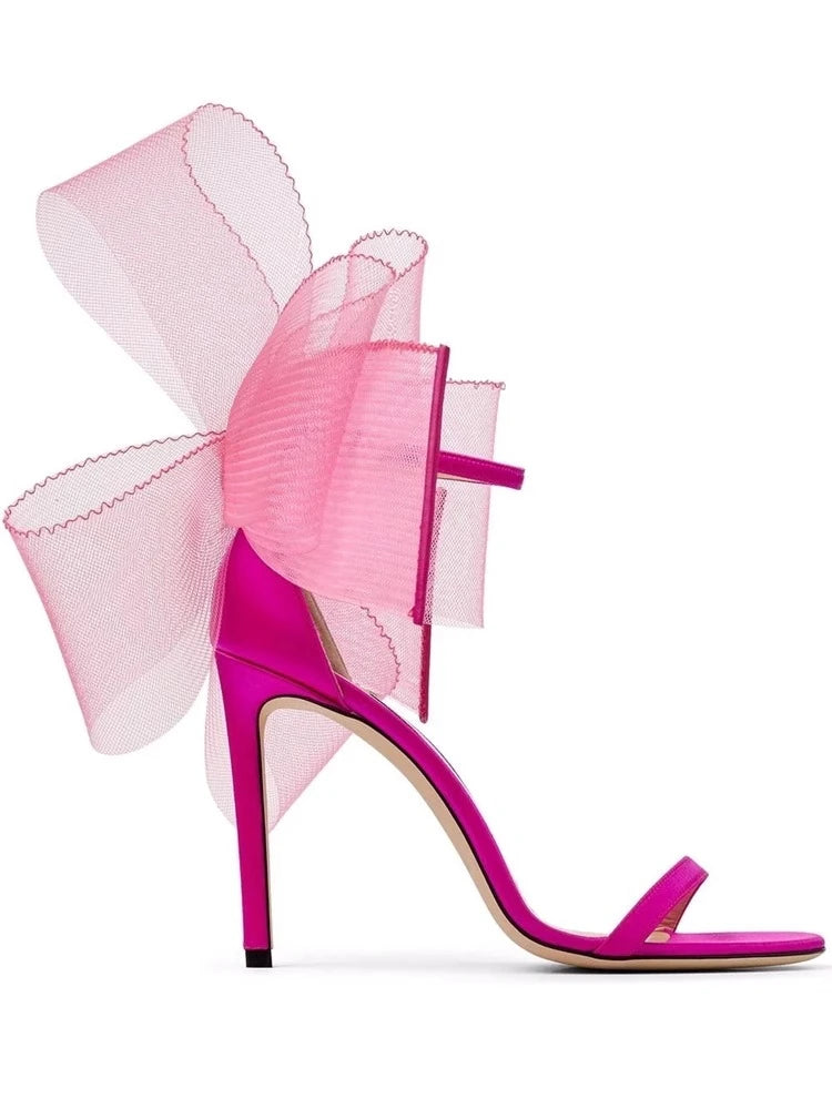 Mesh Big Bow-Knot High Heels Shoes