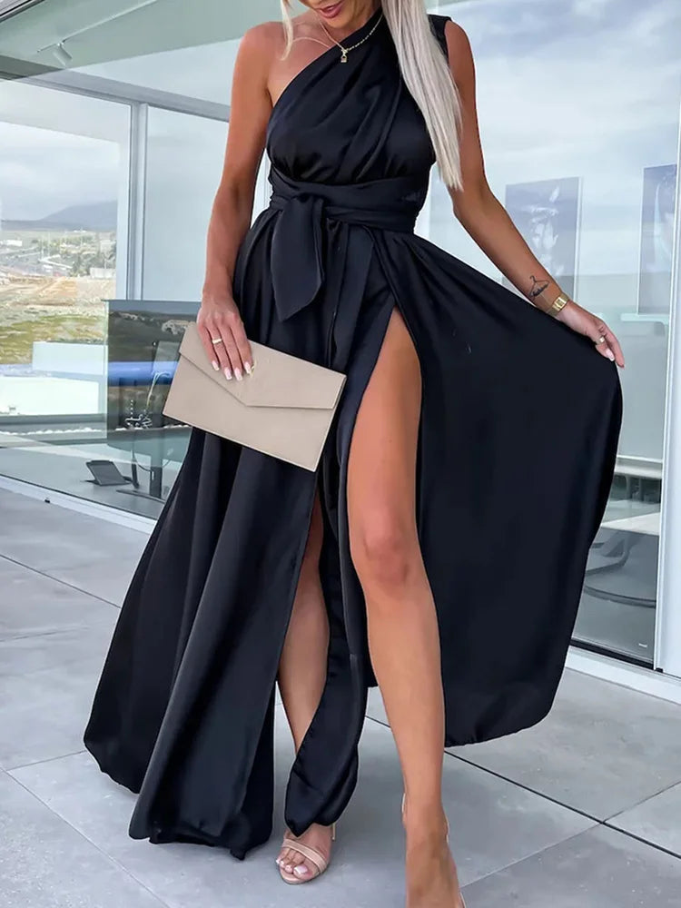 Deep V-Neck Sleeveless Maxi Dress