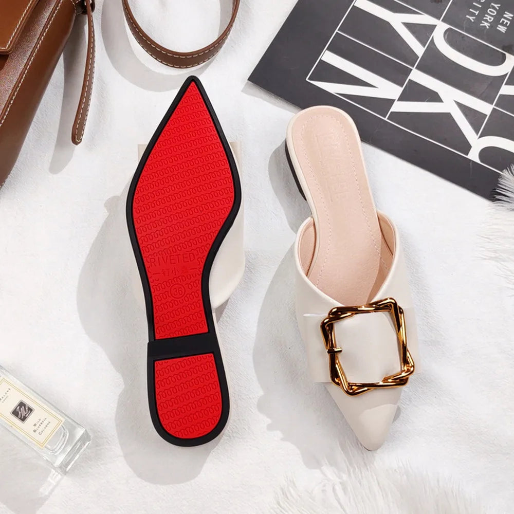 Big Bow Flat Slides Shoes