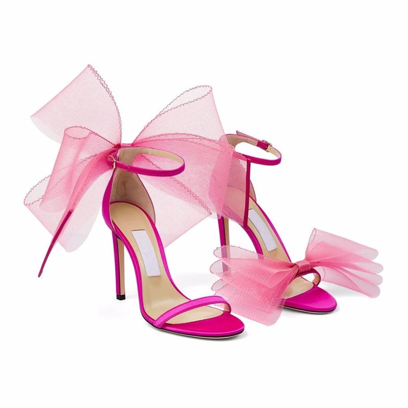 Mesh Big Bow-Knot High Heels Shoes