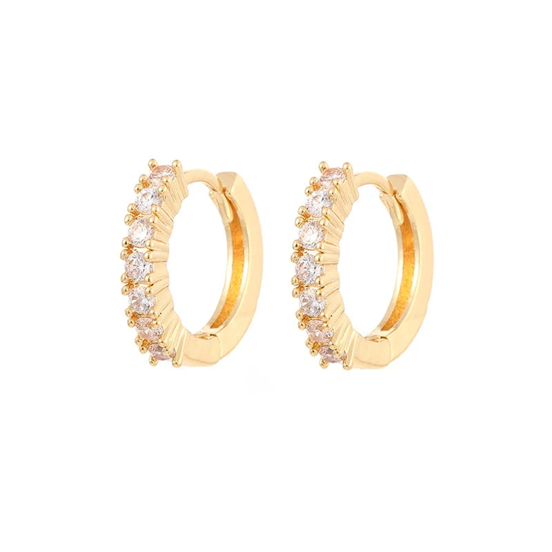 Cubic Zirconia Gold Silver Plated Hoop Drop Two-piece Earrings Set