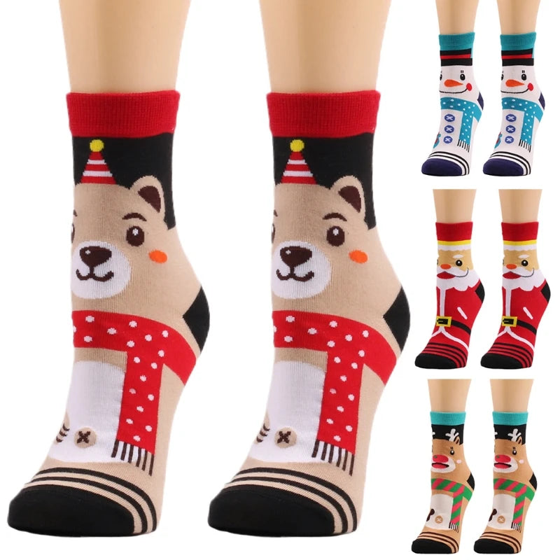 Unisex Novelty Cartoon Elk Snowman Santa Warm Christmas Socks