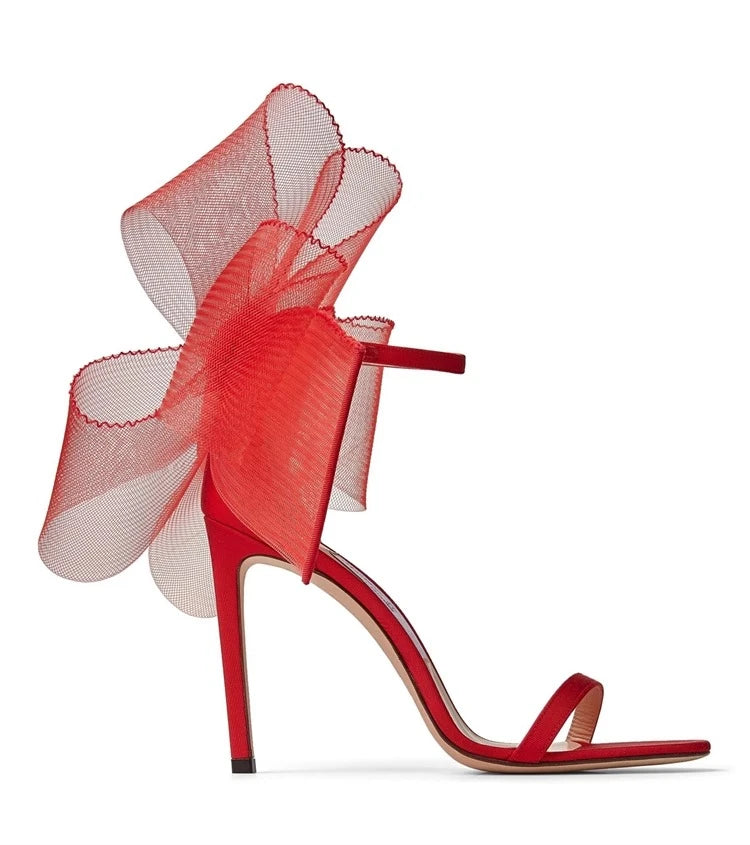 Mesh Big Bow-Knot High Heels Shoes