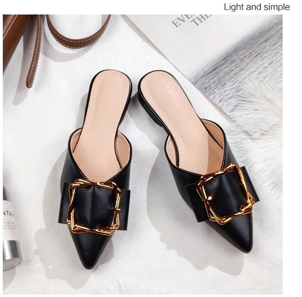 Big Bow Flat Slides Shoes