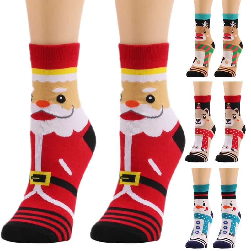 Unisex Novelty Cartoon Elk Snowman Santa Warm Christmas Socks