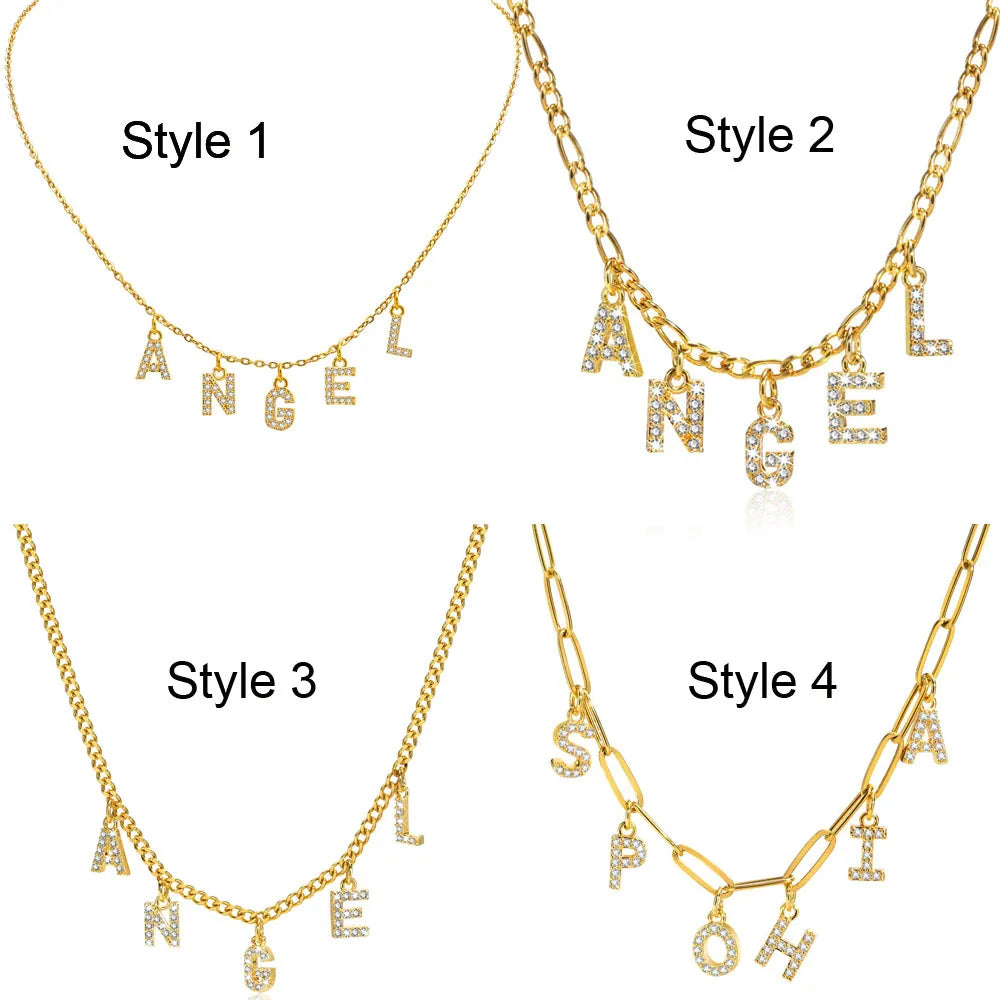 Personalized Letter Name Stainless Steel Pendant Charms Necklace