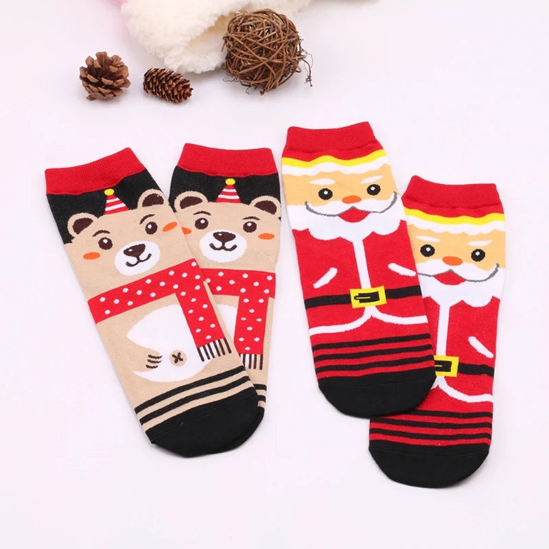 Unisex Novelty Cartoon Elk Snowman Santa Warm Christmas Socks