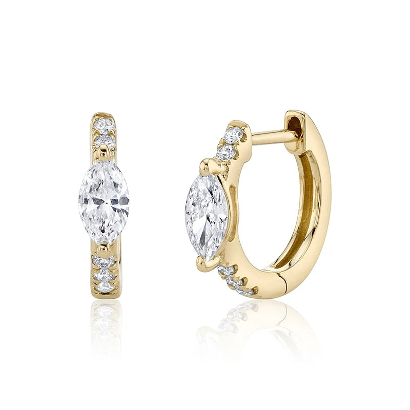 Cubic Zirconia Gold Silver Plated Hoop Drop Two-piece Earrings Set