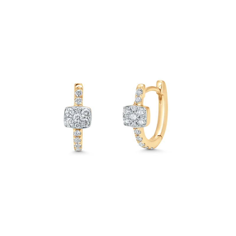 Cubic Zirconia Gold Silver Plated Hoop Drop Two-piece Earrings Set