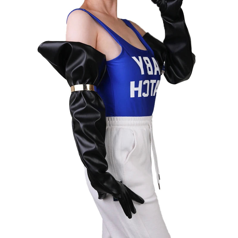 PU Leather Puff Sleeves Long Gloves