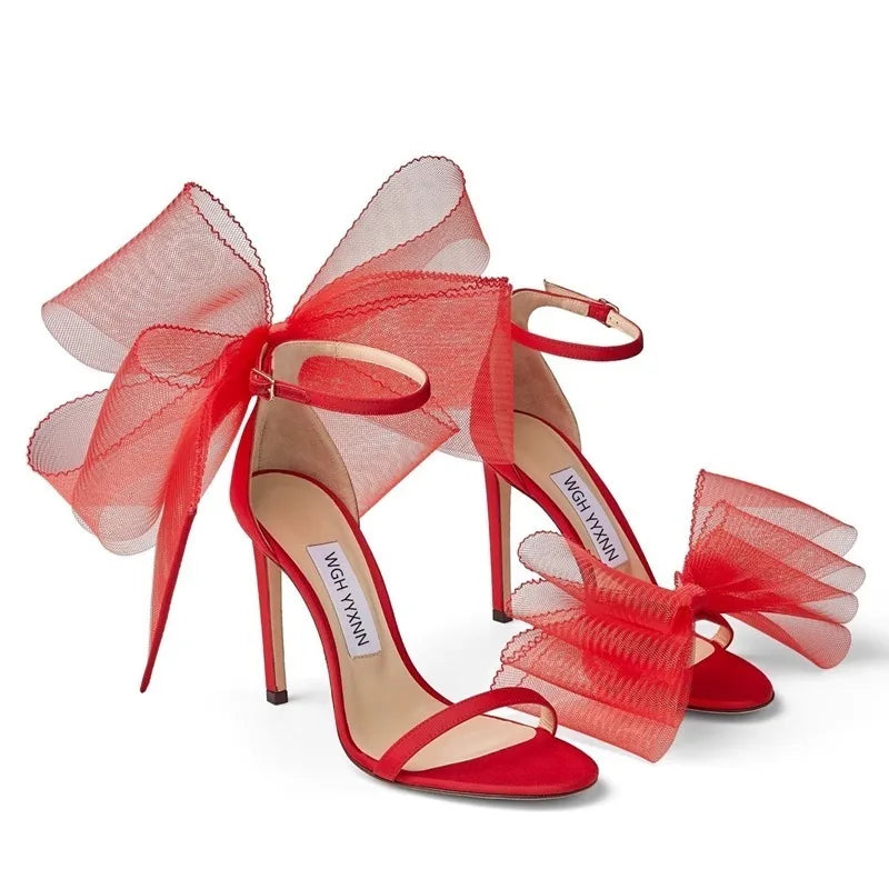 Mesh Big Bow-Knot High Heels Shoes