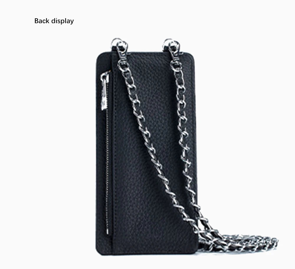 Genuine Leather Shoulder Crossbody Long Chain Handbag