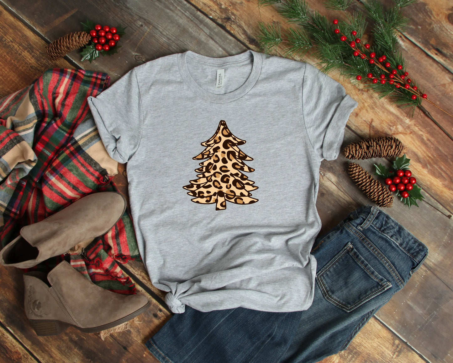 Leopard Print Christmas Tree T-shirt