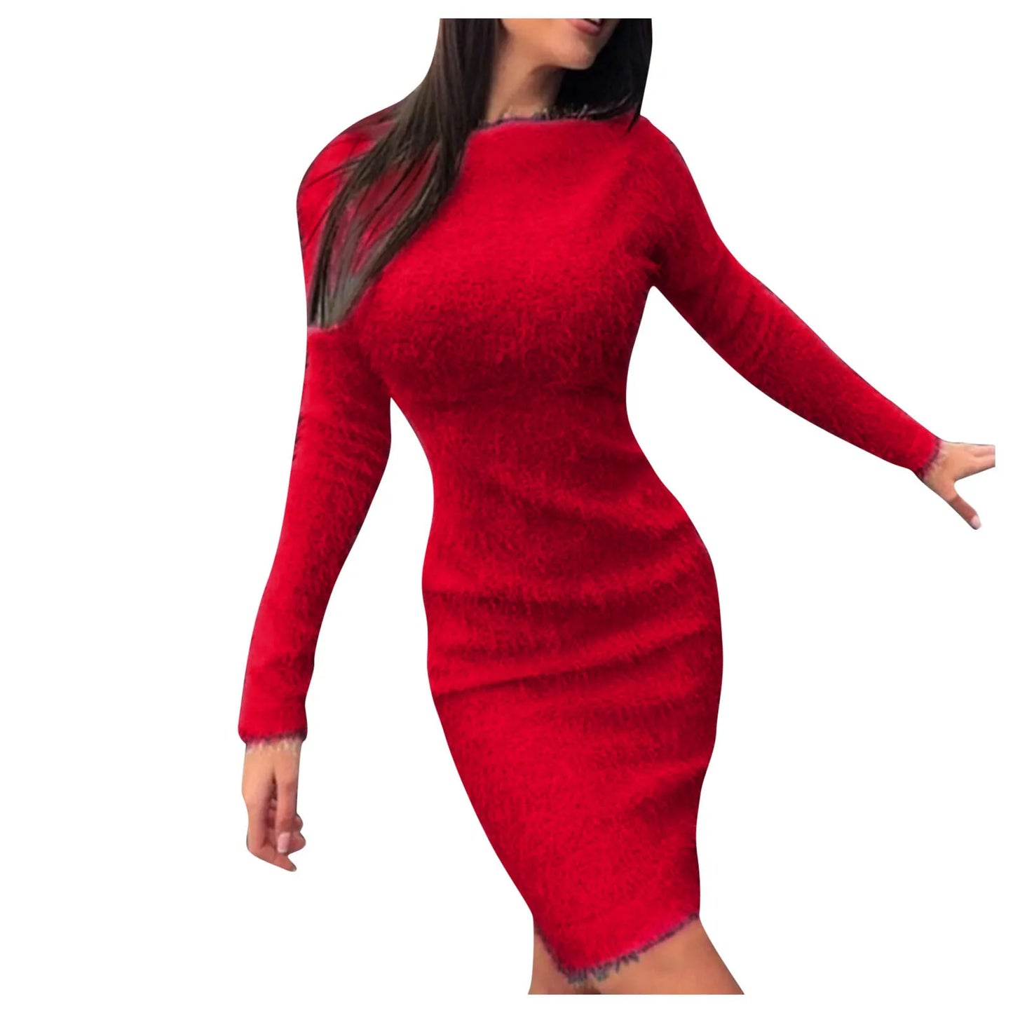 Plush Long Sleeve Sweater Dress