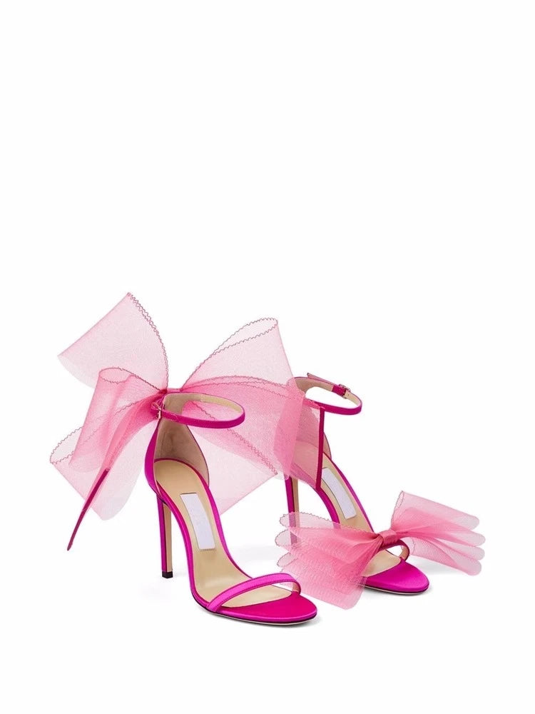 Mesh Big Bow-Knot High Heels Shoes