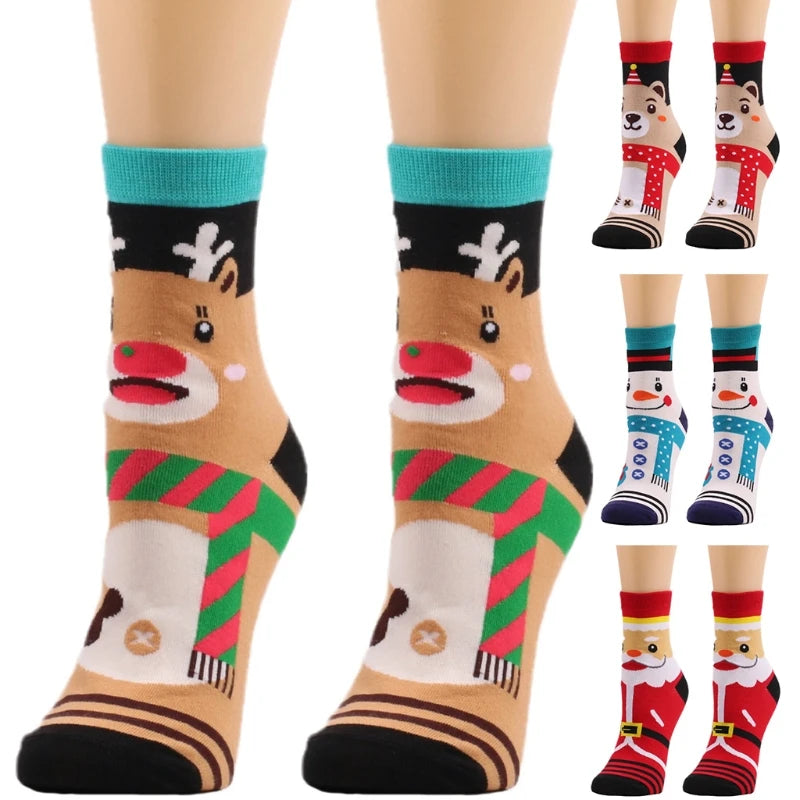 Unisex Novelty Cartoon Elk Snowman Santa Warm Christmas Socks