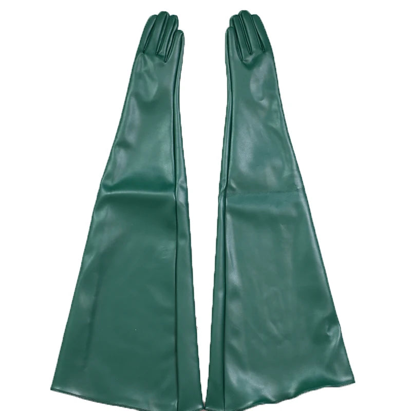 PU Leather Puff Sleeves Long Gloves