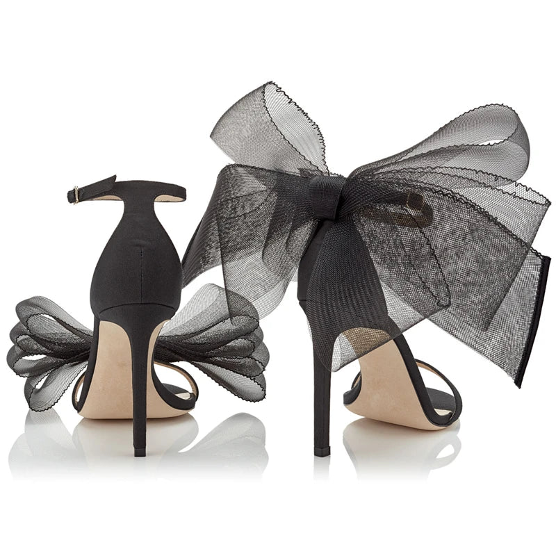 Mesh Big Bow-Knot High Heels Shoes