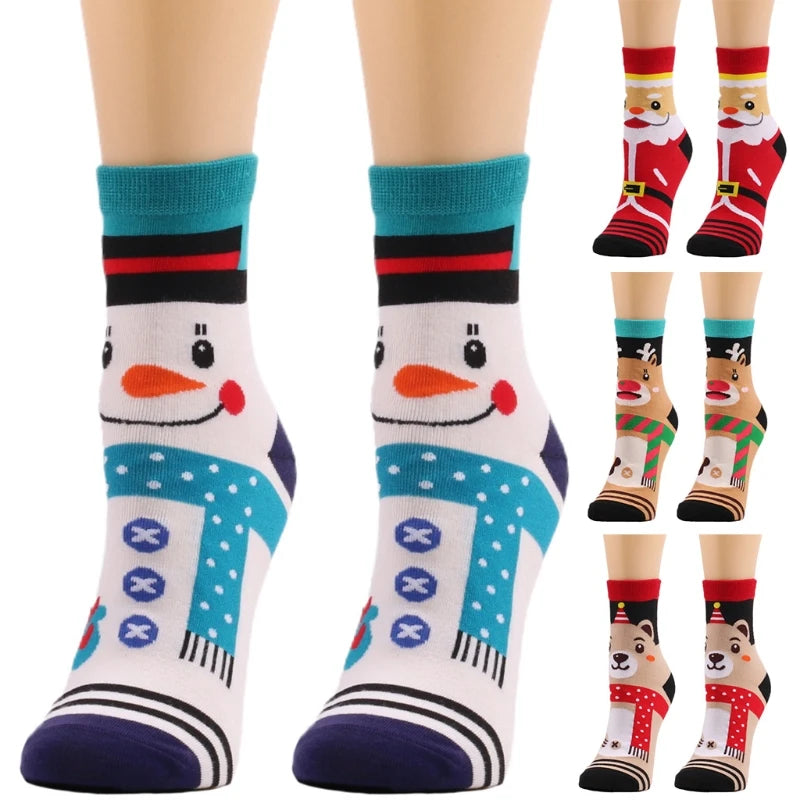 Unisex Novelty Cartoon Elk Snowman Santa Warm Christmas Socks