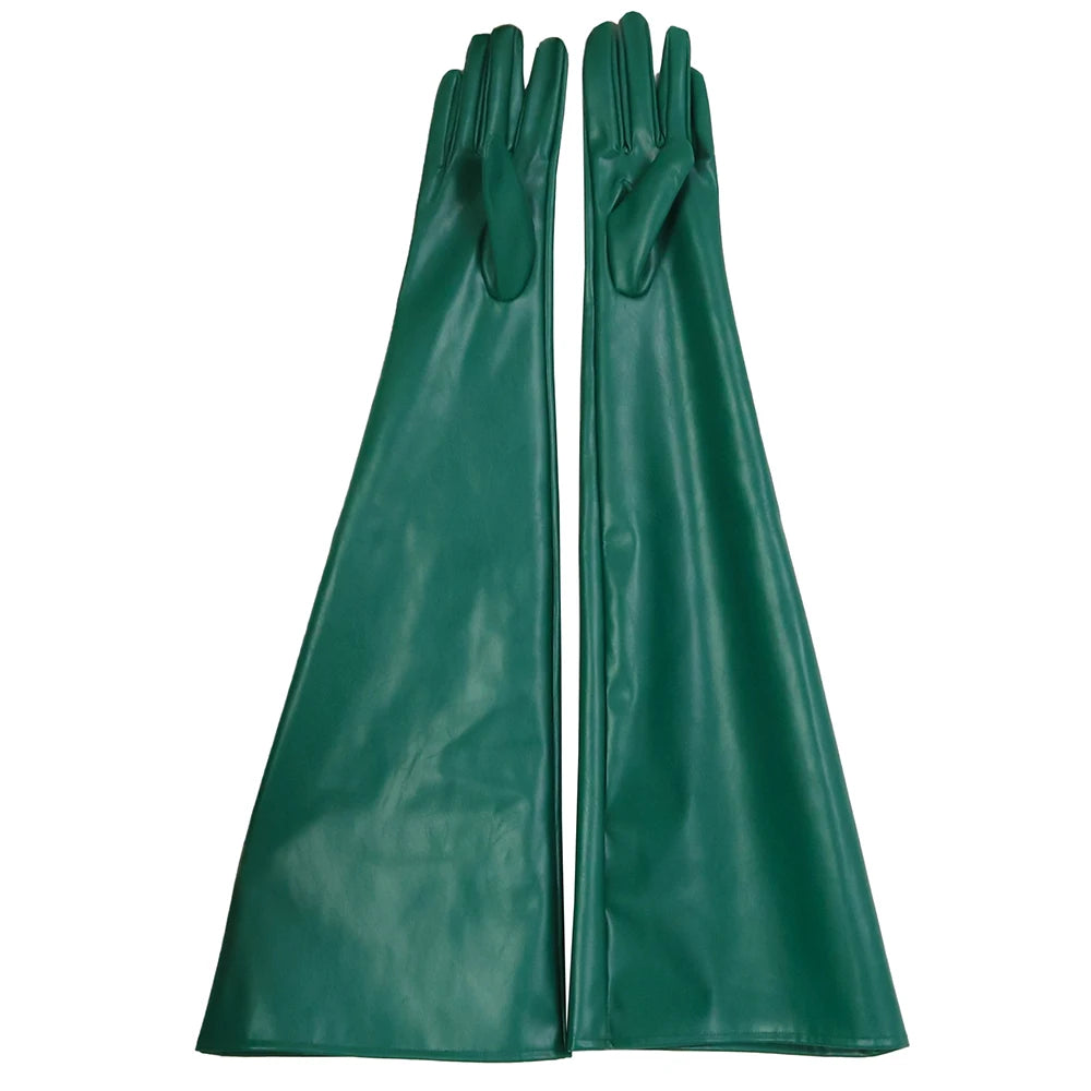 PU Leather Puff Sleeves Long Gloves