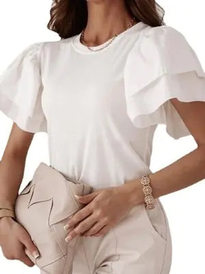 Ruffle Short Sleeve Blouse