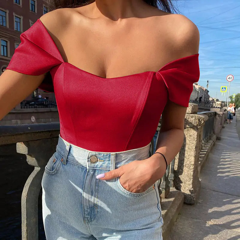 Satin Off-The-Shoulder Top