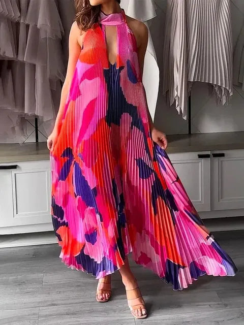 V-Neck Print Maxi Dress