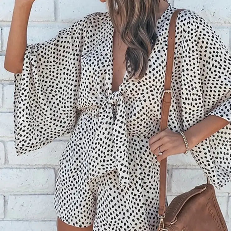 Bat Sleeves Shorts Jumpsuit