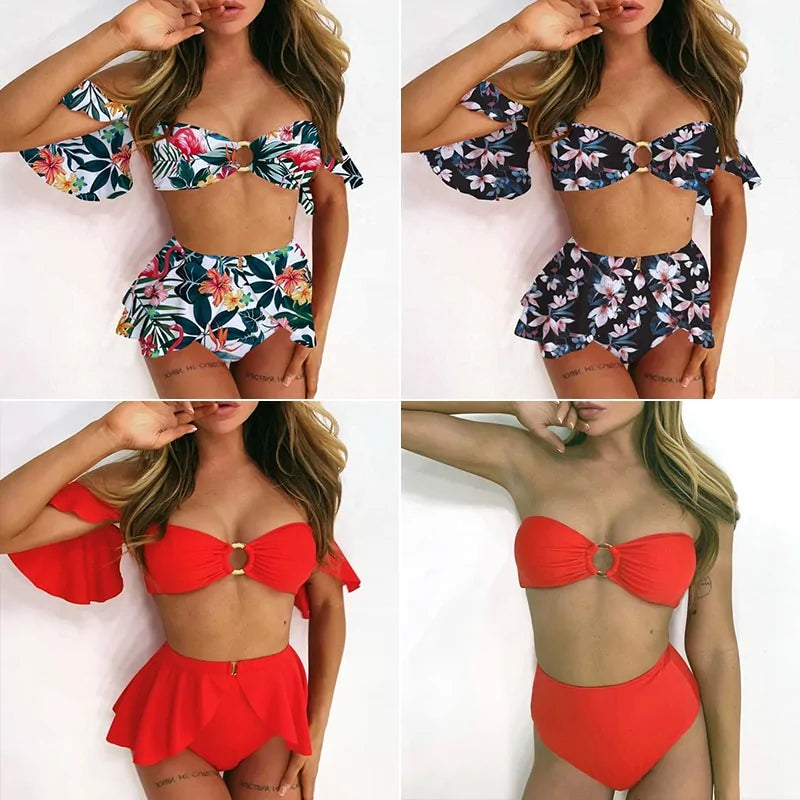 Ruffle High Waist Bikini Set