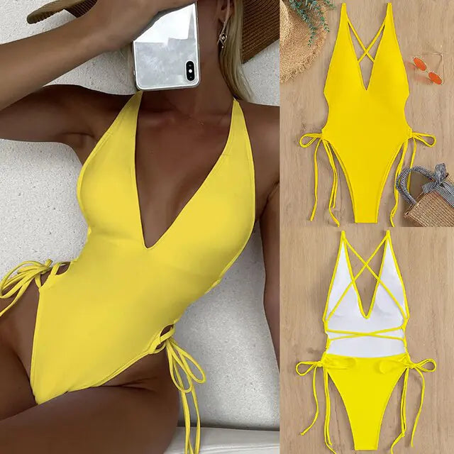 Halter-neck One-Piece Swimsuit