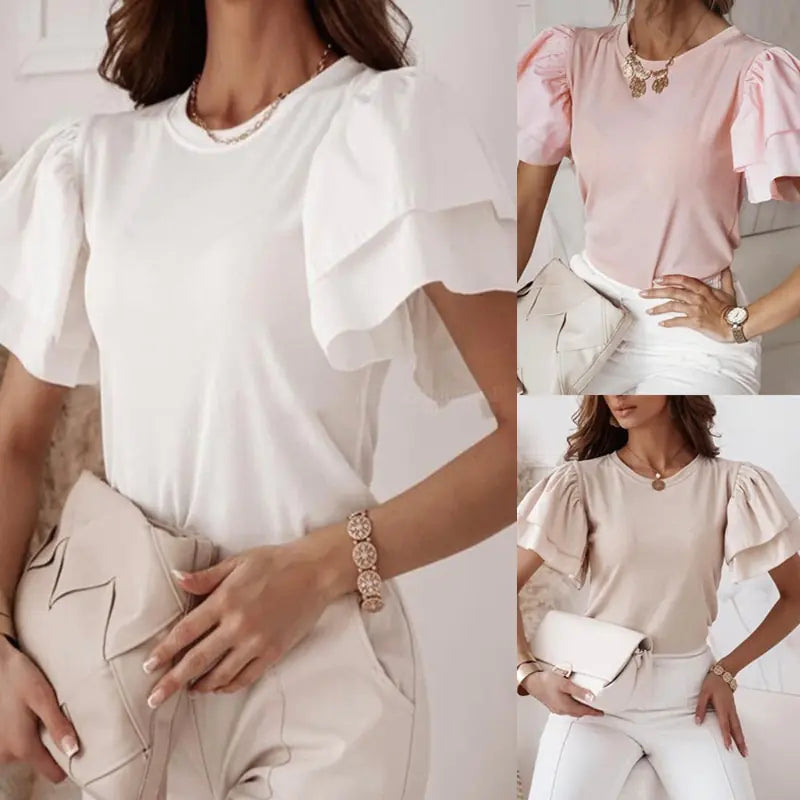 Ruffle Short Sleeve Blouse