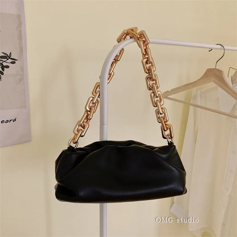 Chain Strap Soft PU Leather Cloud Bag