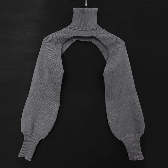 Knitted Hollow Turtle-neck Long-sleeve Sweater