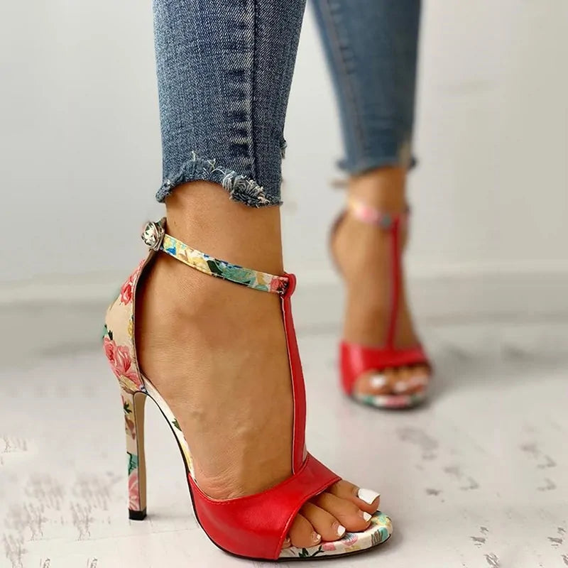 Floral Print High Heel Shoes