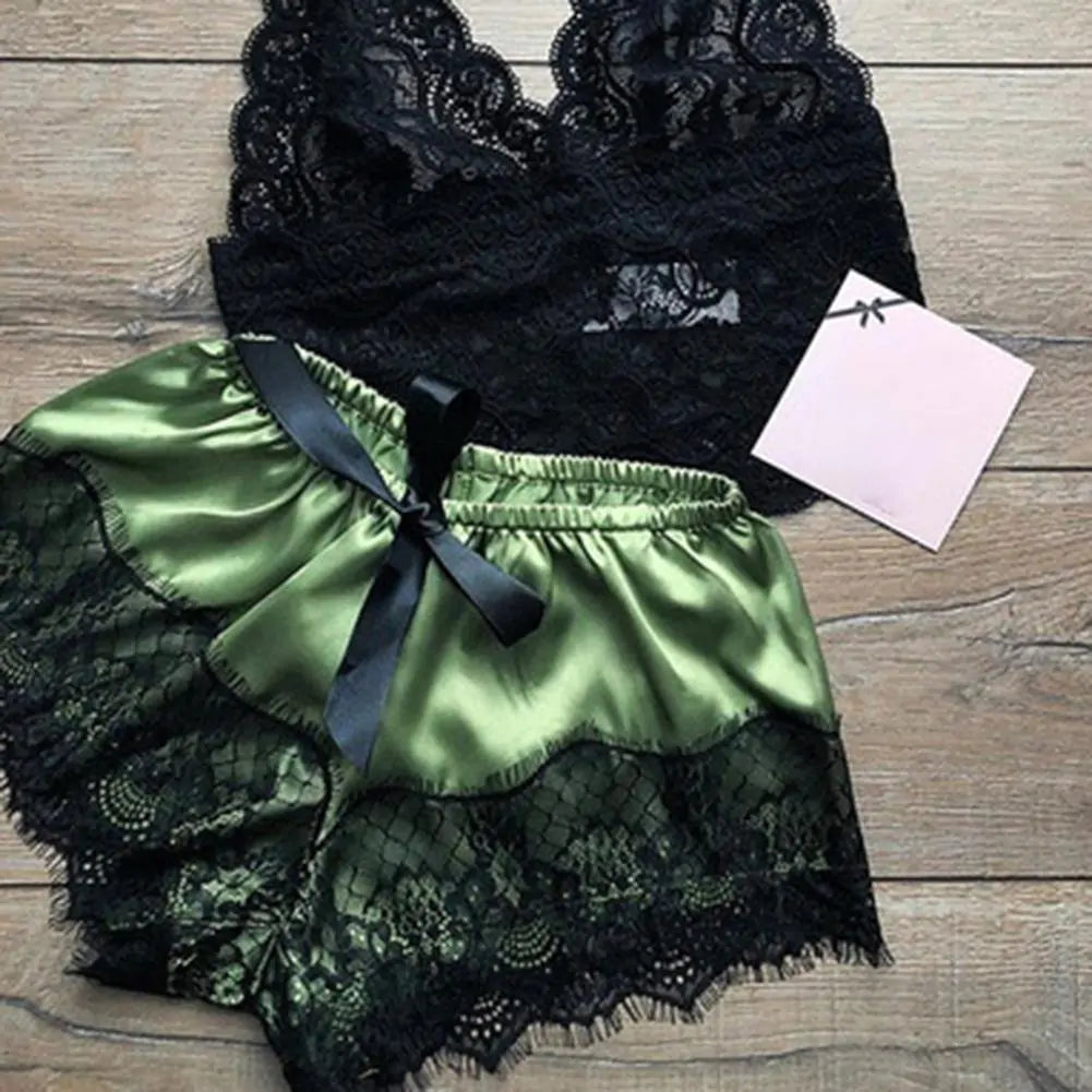 Lace Satin 2-piece Sleepwear Set