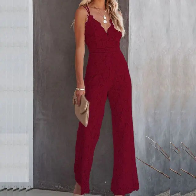 Embroidered Sleeveless Jumpsuit