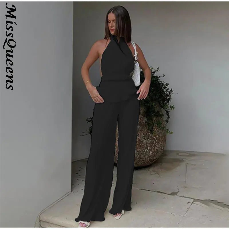 Backless Wide Leg Jumpsuit