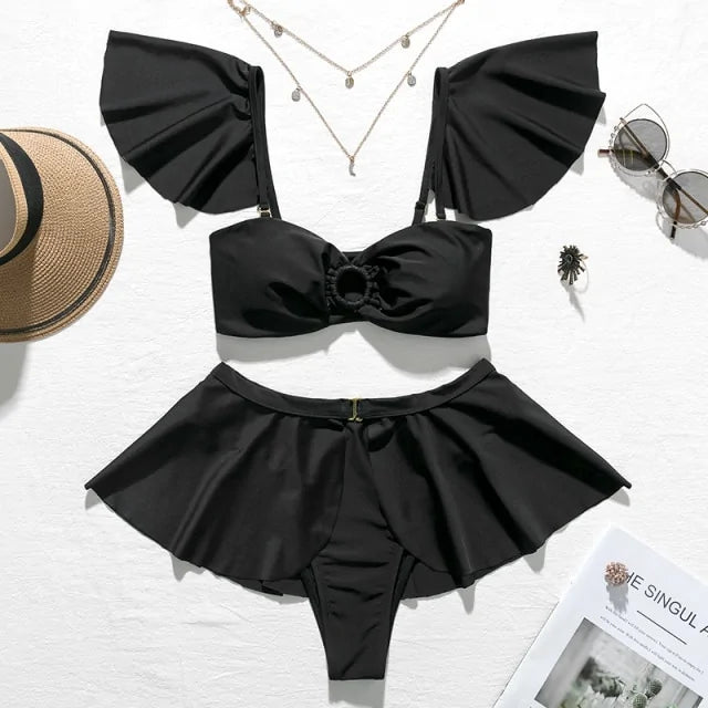 Ruffle High Waist Bikini Set