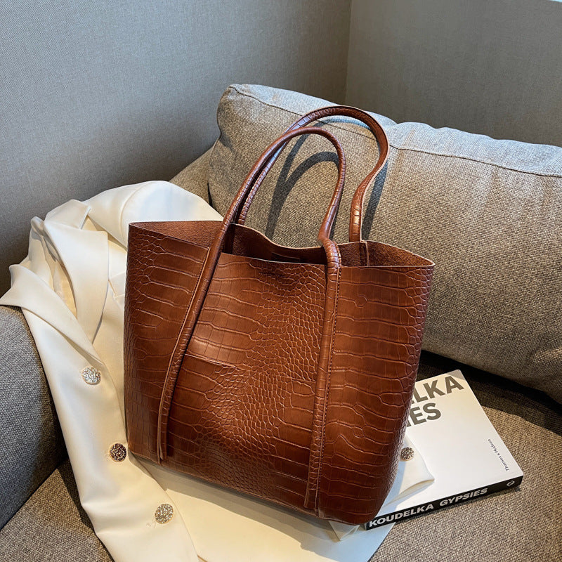 Snake Print Retro Large Commuter Tote Handbag