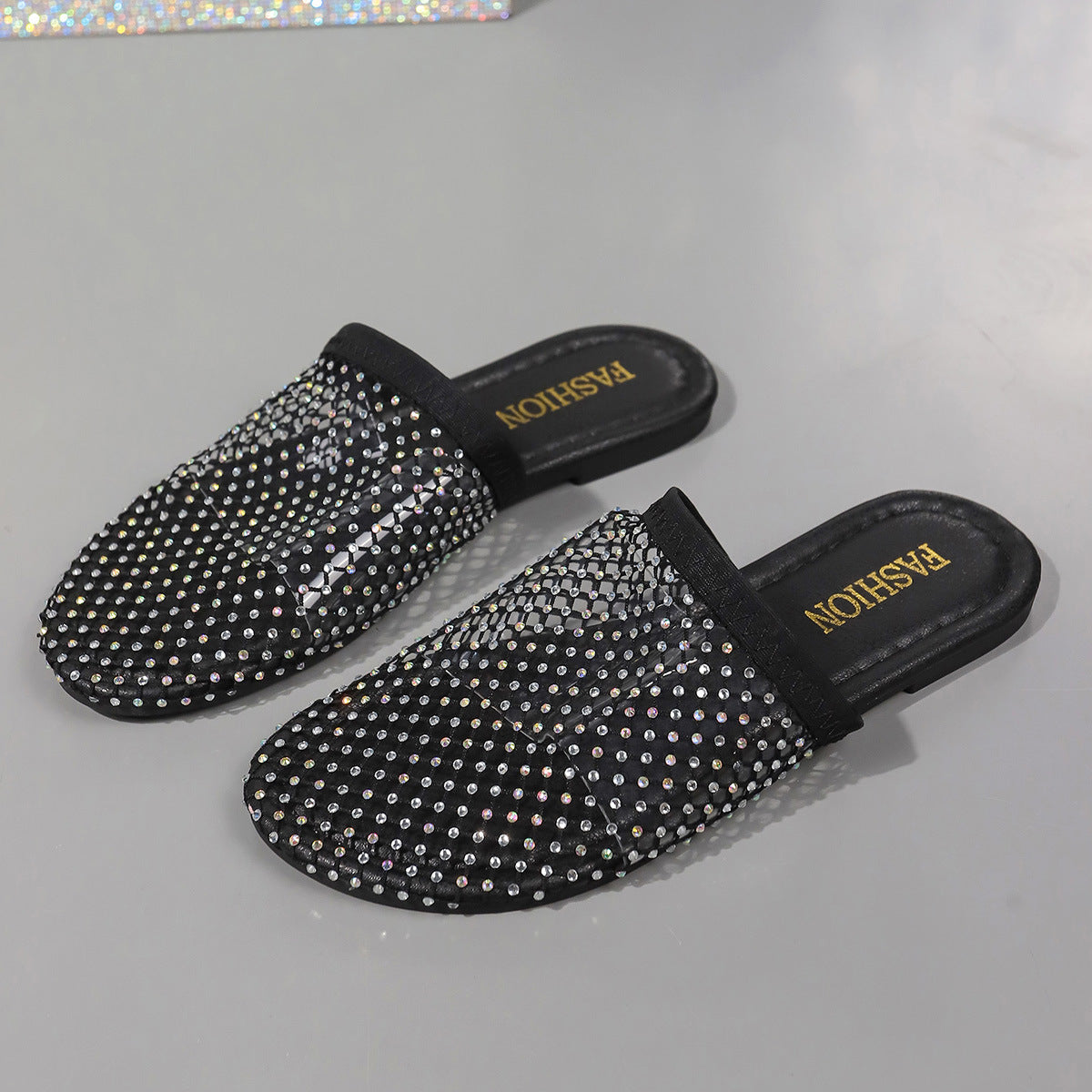 Hollow Rhinestones Flat Sandals