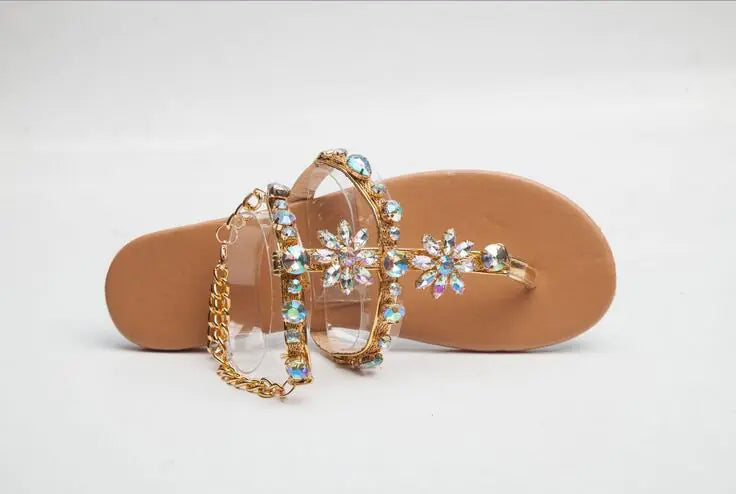 Jewel Embellished Flat Sandal Shoes