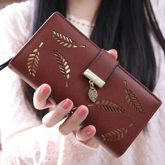 Women's Leaf Print PU Leather Purse