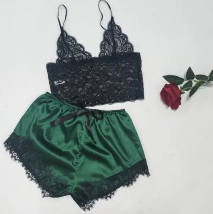 Lace Satin 2-piece Sleepwear Set