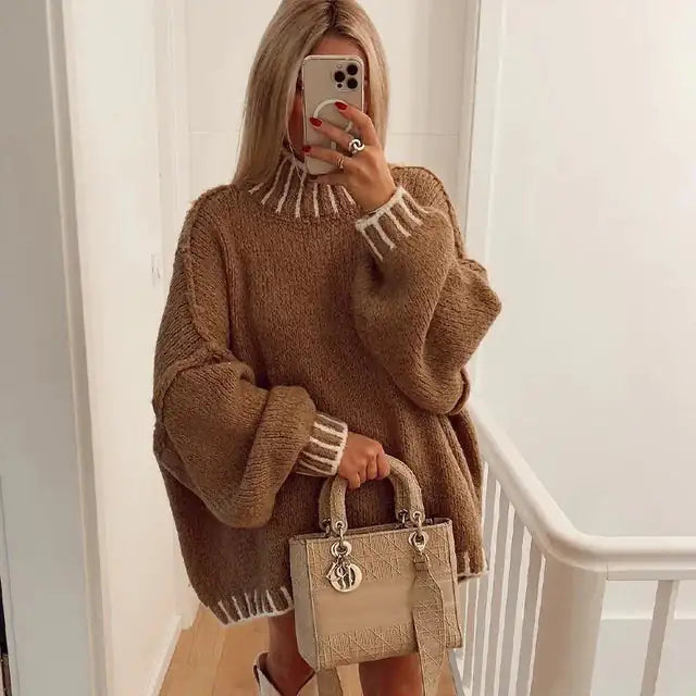 Knitted Over-sized Long Sleeve Sweater