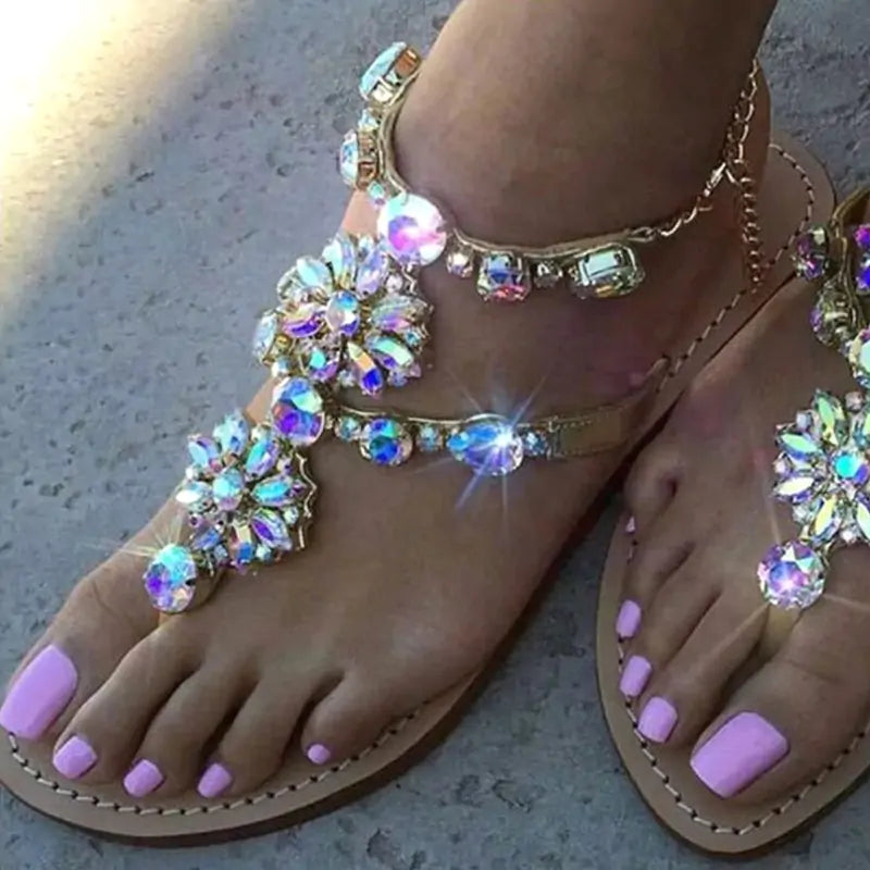 Jewel Embellished Flat Sandal Shoes